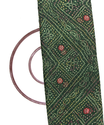 Dark Green Colour Bandhani Print Georgette Fabric